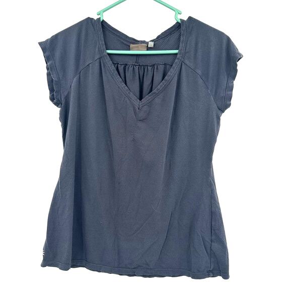 Athleta Size Small Shirt Gray Mesh Cap Sleeve Athleisure Activewear Running‎ Gym - Picture 1 of 5